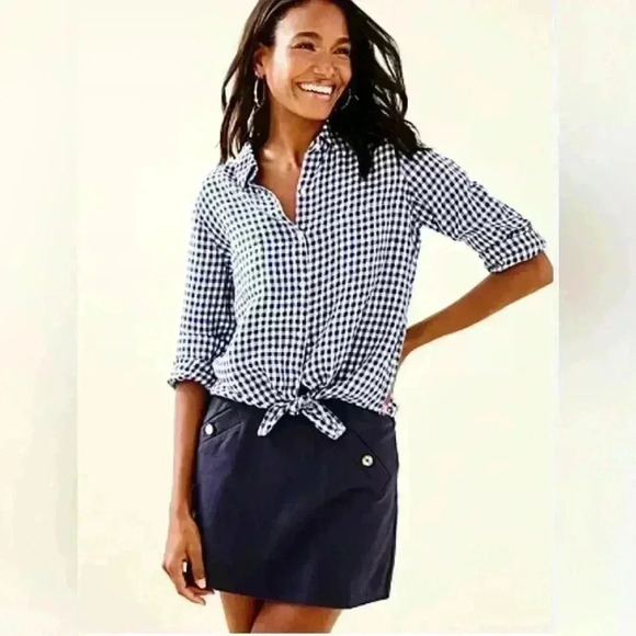 Lilly Pulitzer Madison Skort Navy Gold Button Detail Women's XL - Picture 1 of 8